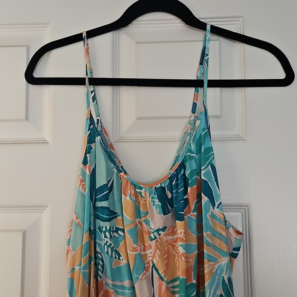 Heyson Tropical Leaf Print Jumpsuit in Teal & Coral - Picture 3 of 3